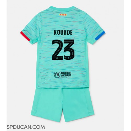 Dječji Nogometni Dres Barcelona Jules Kounde #23 Rezervni 2023-24 Kratak Rukav (+ Kratke hlače)